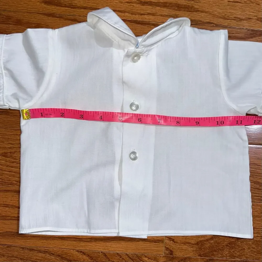 Vintage Baby Boys Red White Blue Sailboat Sailor Shirt & Overalls Set